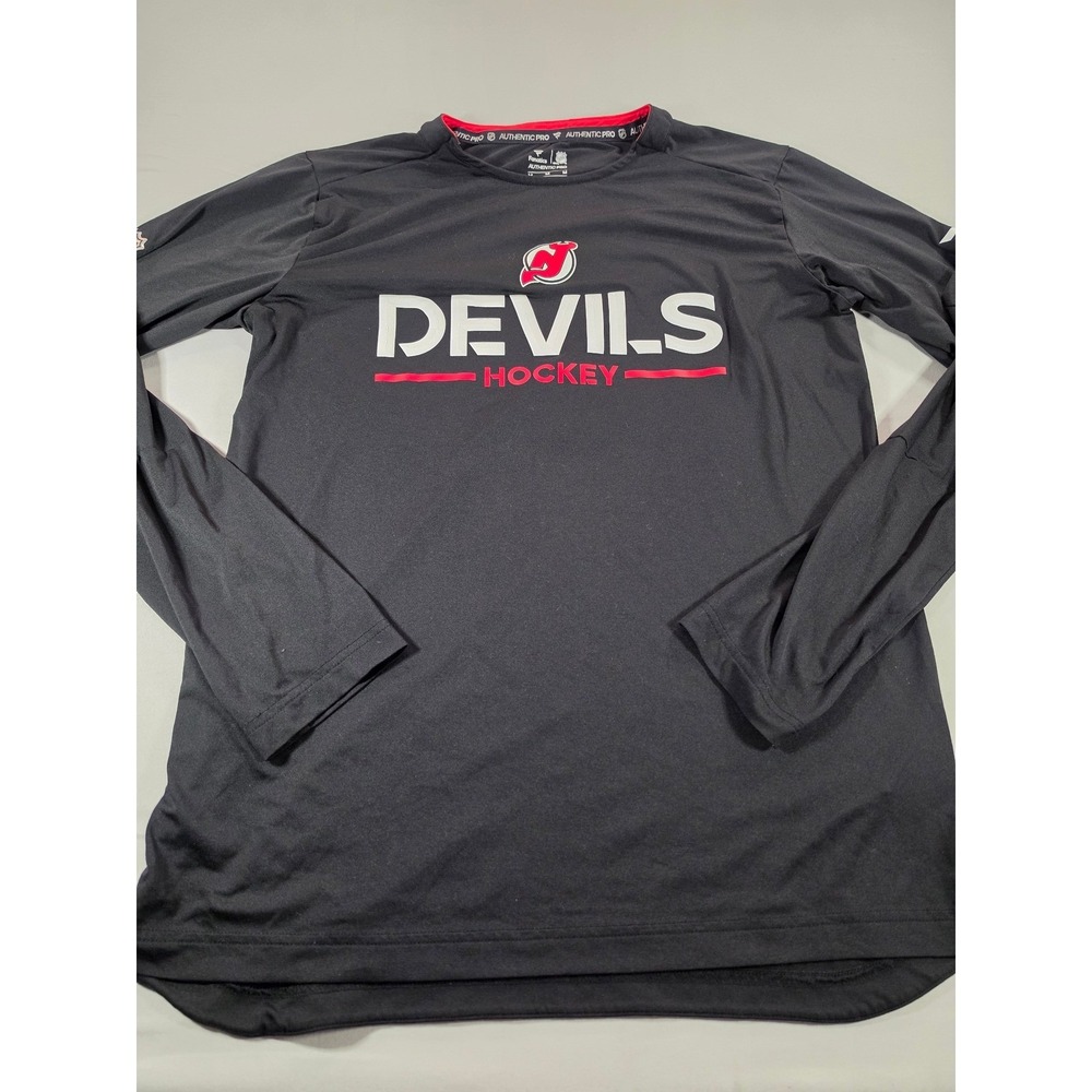 Fanatics Authentic Pro New Jersey Devils Hockey Shirt Mens Medium Black NHL L/S